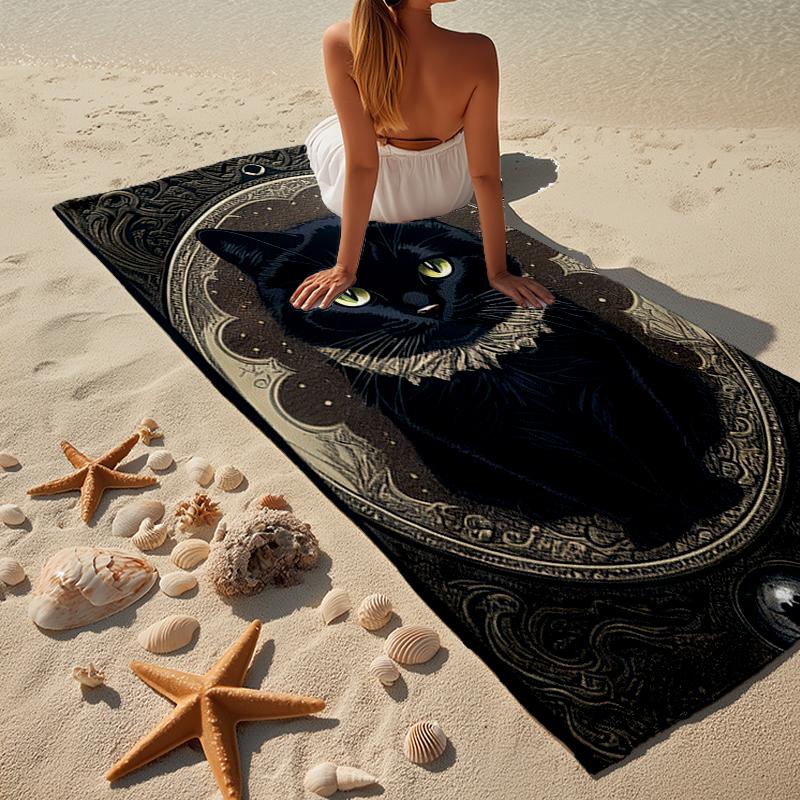 Glamorous Cat In Shades Beach Towel, Super Soft Microfiber, Gift for Her/Him, Birthday, for Pool, Beach, Travel, Home Decor Fan gifts