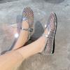 Women Sandals Mesh Breathable Rhinestone Fashion Versatile Sandals Women New Foreign Style Flat Soft Soled Mary Jane Shoes Women