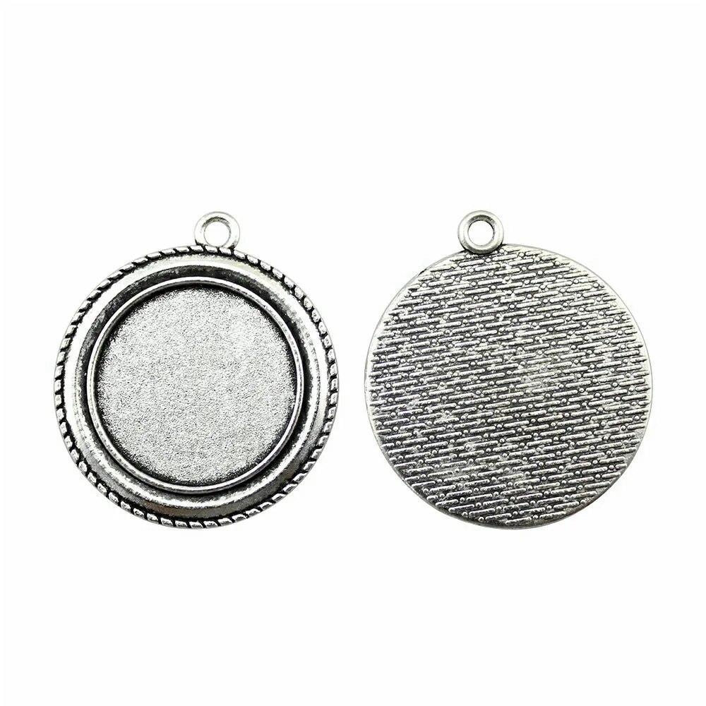 Подходит для круглого стеклянного кабошона 25 мм, поднос для установки, античное серебро, цветные компоненты, украшение ручной работы для изготовления ювелирных изделий