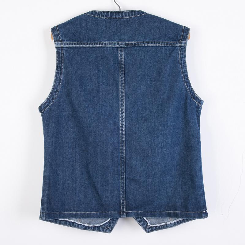 Женская одежда Безрукавка Джинсовый жилет V-образный вырез на пуговицах Пуховик V-образный вырез на пуговицах Свободный женский жилет Куртки Стиль Карман Джинсовое пальто