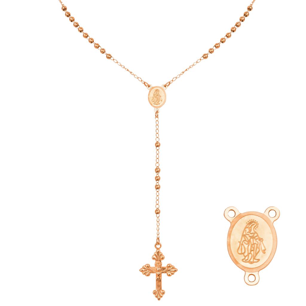 Rosary Beads Cross Necklace for Women, Stainless Steel Crucifix Virgin Mary Y Shape Necklaces Jewelry
