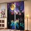 2 pieces, purple starry sky, moon, trees, lake curtains, filter, suitable for living room, kitchen, bedroom, home decoration