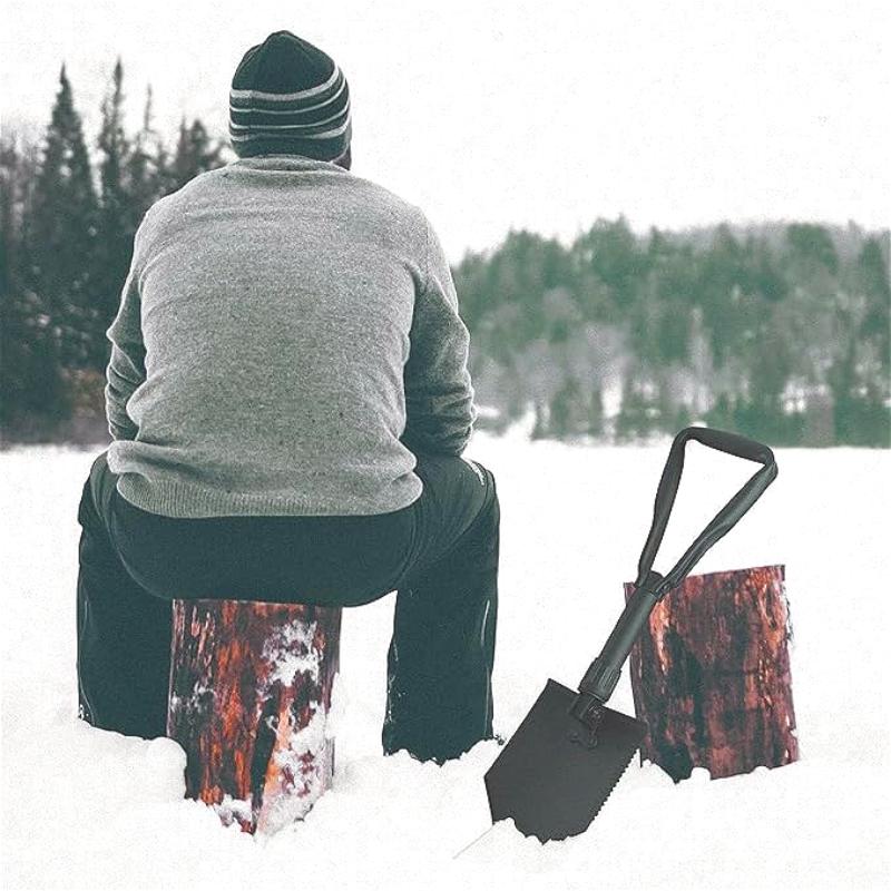 1pc Outdoor Shovel, Military Shovel, Tri-fold Trenching Tool with Serrated Teeth, Lightweight, Collapsible, Ideal for Camping, Survival and Trenching