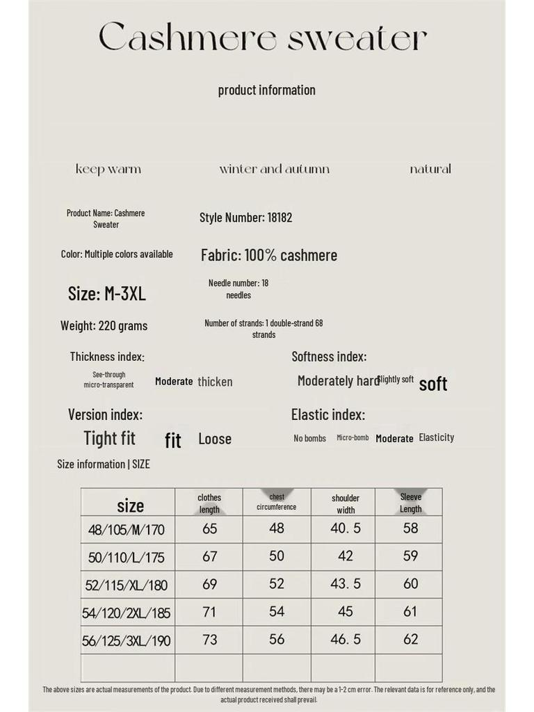 Hengyuanxiang Men's 100% Cashmere Round Neck Sweater