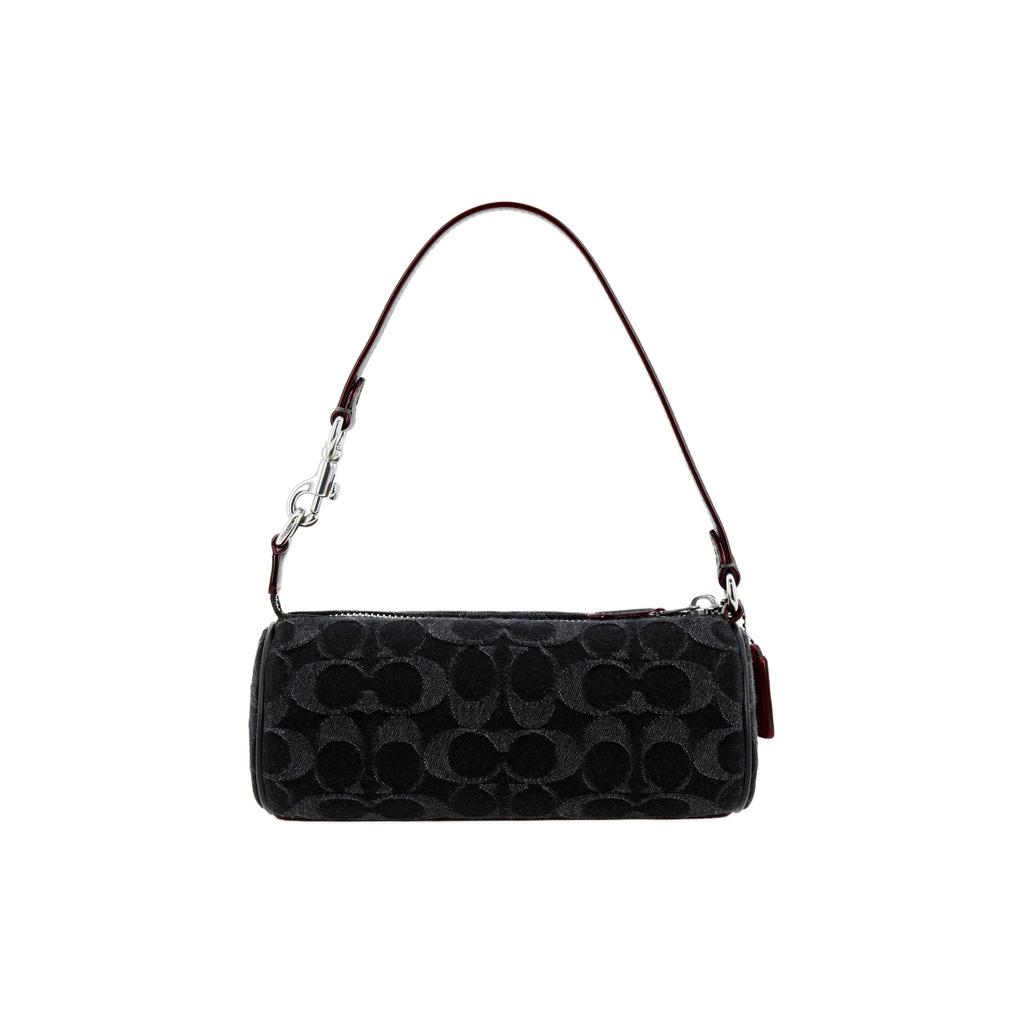 Coach Nolita 20 Модная Винтажная Сумка-тоут через плечо из Денима с Монограммой и Подписью, Гладкой Кожи Маленькая Женская сумочка Черная CP258-SVBK