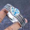 K2 Blue Azurite Gemstone Handmade 925 Sterling Silver Cuff Bangle 7.5" N6K14