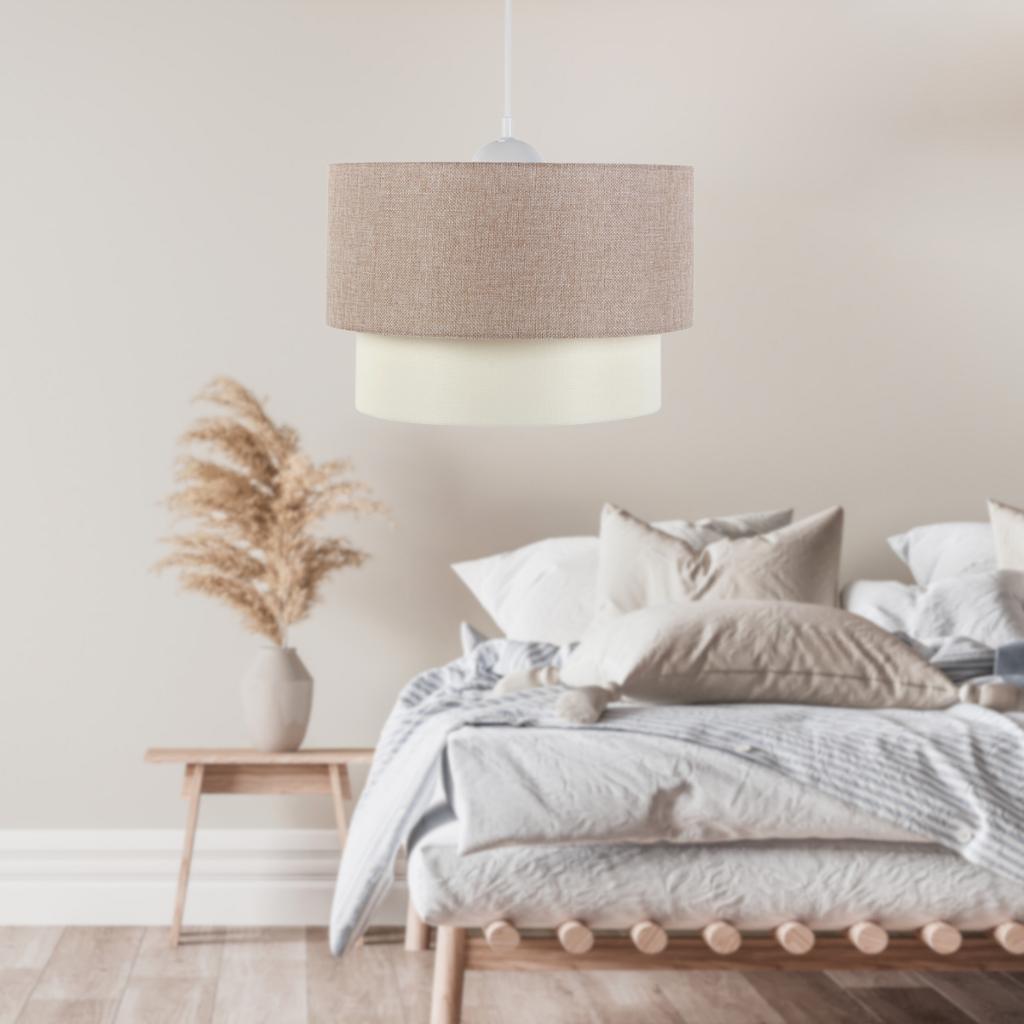 Pasta Katlı Tekli Avize Açık Kahve Dokuma Yatak Odası Salon Antre Sarkıt