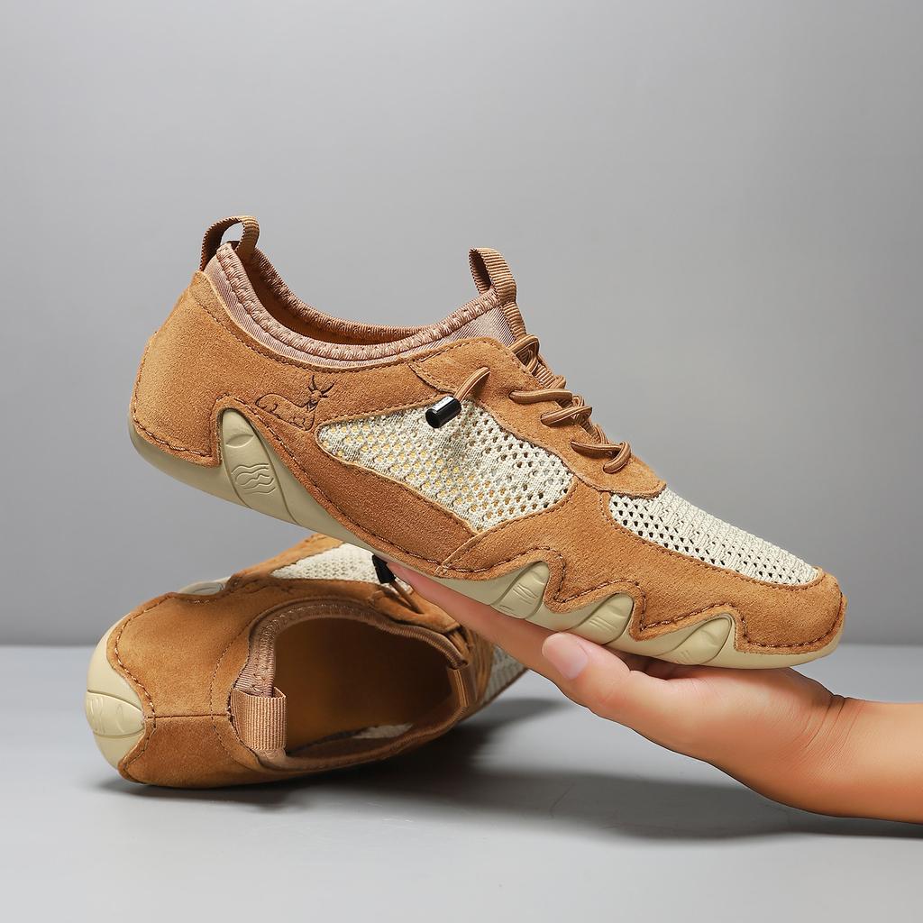 2025 новая летняя мужская повседневная спортивная обувь большого размера, сшитая кожаная сетчатая обувь, мужская обувь «осьминог»