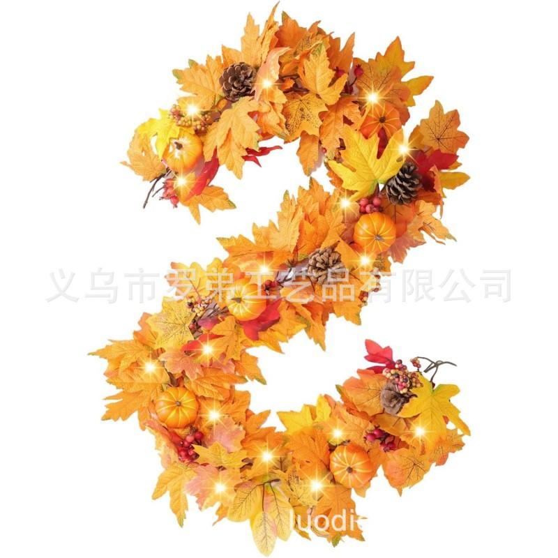 Harvest Wreath With Base Pumpkins Berries Leaves Thanksgiving Door Decor