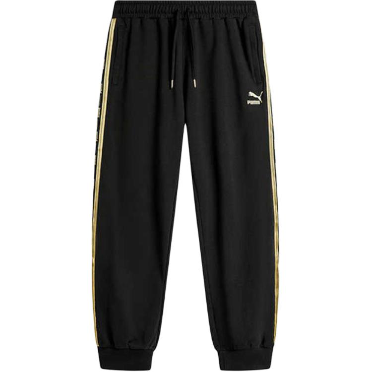 Puma Цветной блок Свободный крой Зауженные Ретро Вязаные Беговые брюки Мужские низ Черный 62582301