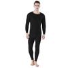 2Pcs/Set Men Warm Suit O-Neck Long Sleeve Tops Elastic Waist Long Pants Set Solid Color Plush Lining Pajamas Set
