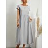 Minimalist Cotton Linen Dress With Pockets For Spring Casual Wear