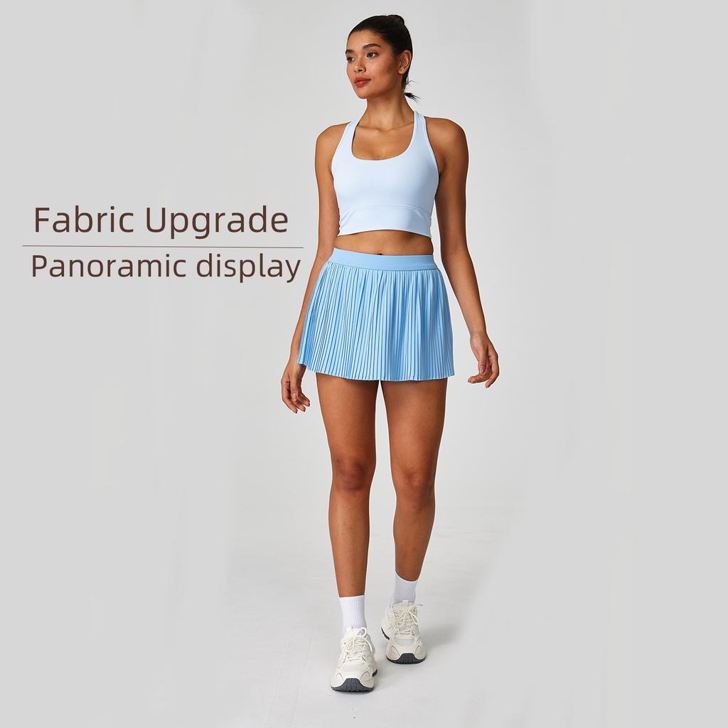 Стиль Женская теннисная юбка с высокой талией Speed Fake Two-piece Юбка, закрывающая бедра, Спортивная повседневная юбка Одежда для тенниса