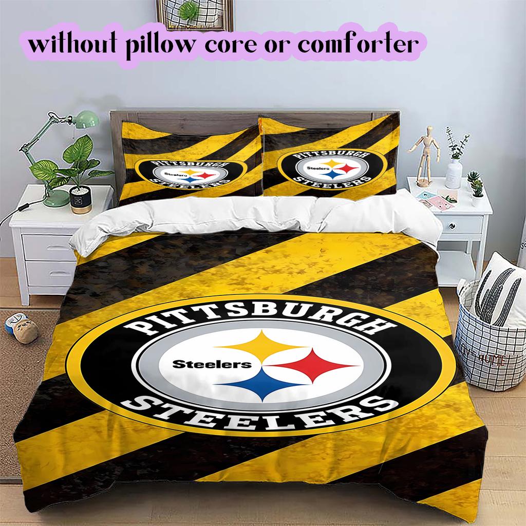 Pittsburgh Steelers Pattern Bedding Quilt Set Quilt Cover Pillowcase Home Decoration Birthday Gift (1 * duvet cover + 2 * pillowcase, without core)