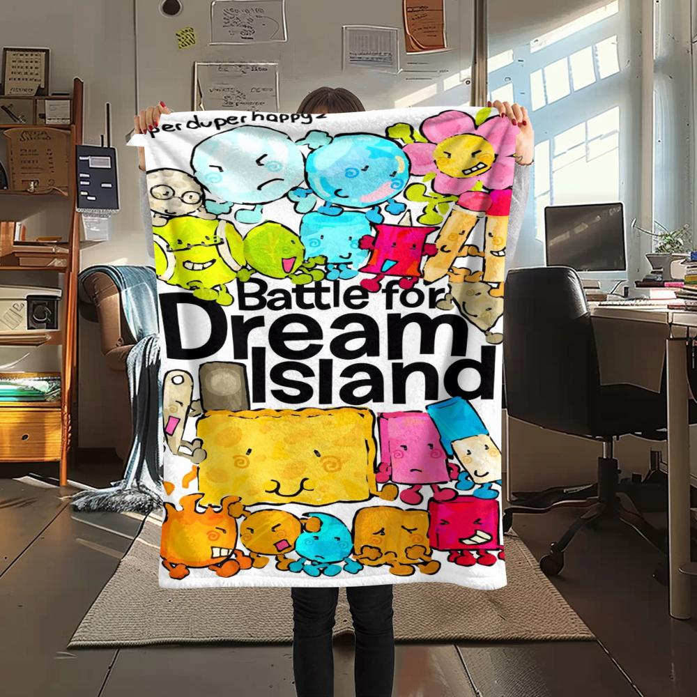 1PC BFDI Print Flannel Blanket, High quality Comfortable for All Seasons, Home Decor, Warmth and Comfort, Perfect for Christmas Gifts