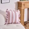 American Lotus Leaf Edge Thick Striped Pillow Cover Dutch Velvet Skirt Pillow Simple Light Luxury Sofa Decorative Printed Pillow