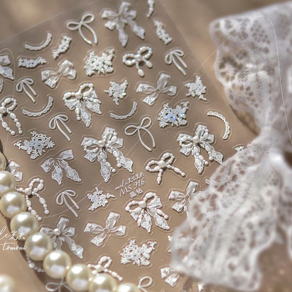 Наклейки для нейл-арта Tomoni Crystal Diamond Ribbon Bow - Изысканный стиль.