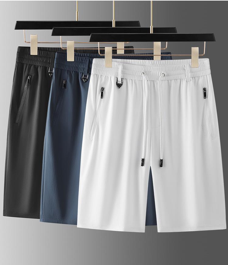Men's Summer Set: White Short-Sleeve Sports Tee and Ice Silk Workwear Shorts, Casual & Loose Style 835