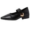 French Gentle Mary Jane Shoes Children 2025 Spring and Autumn New Pointed Head with Skirt Brown Low Heel Single Shoes Trendy Girl