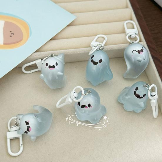 Glow In The Dark Ghost Keychain Set Small Resin Miniature Halloween Luminous Tiny Assorted Spooky Figurine