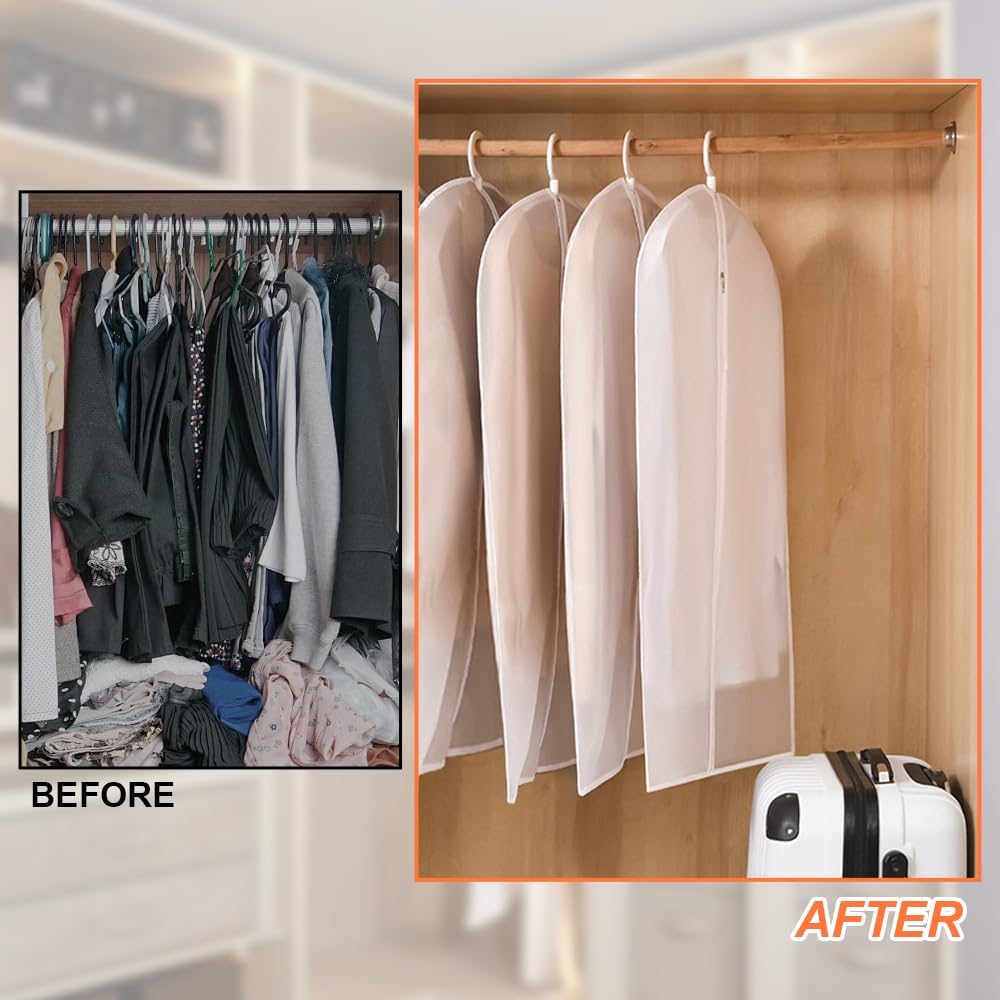 5 Clothing Protector Covers 60x80cm Dust-Resistant Transparent with Zipper Washable Moisture-Resistant Mold-Resistant Short Bags