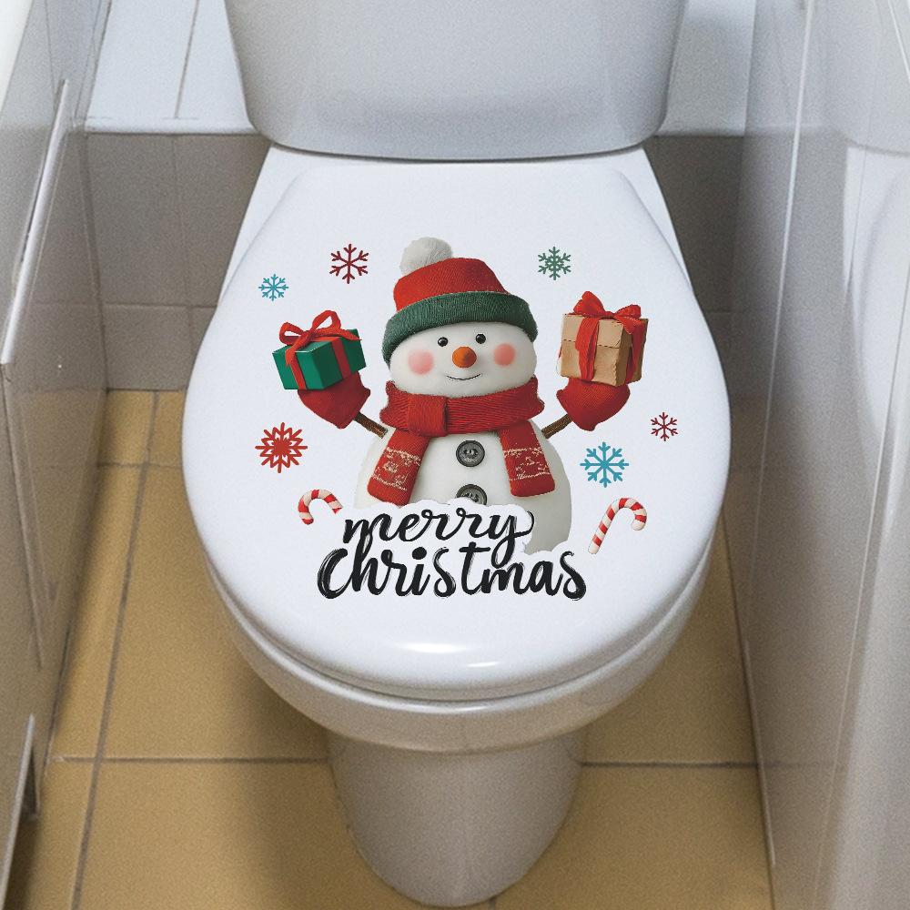 Персонализированные Рождественские Снеговик Снежинка Подарки и Английский Слоган Наклейки для Украшения Ванной Комнаты