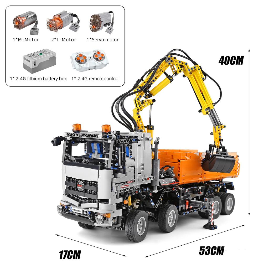 Mold King 19007 технология аэродинамическая модель грузовика комплект строительных блоков, 2970 больших аэродинамических крановых строительных блоков, строительная машина с 3