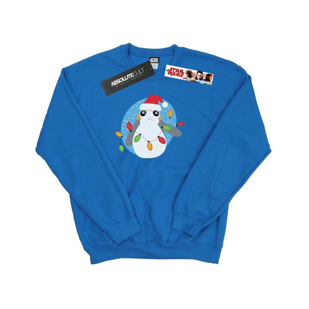 Star Wars Mens The Last Jedi Porg Christmas Lights Sweatshirt