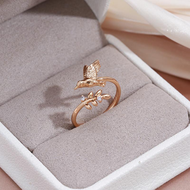 Кольца Kinel с открытыми листьями и невестой для женщин, ювелирные украшения цвета розового золота