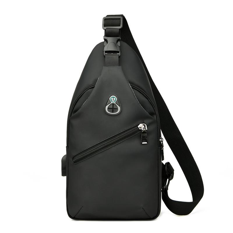 TS JYL laptop bag,Fashion Leather Chest Bag Men USB Charging Crossbody Outdoor Sports Pack