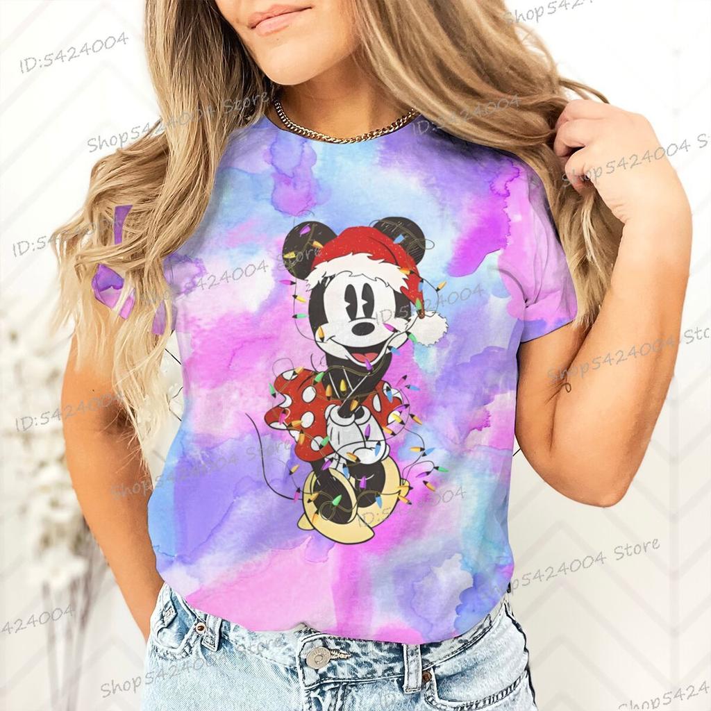 Women Men Mickey Minnie Christmas Shirt Cartoon Graphic Merry Christmas Couple Matching Tshirts