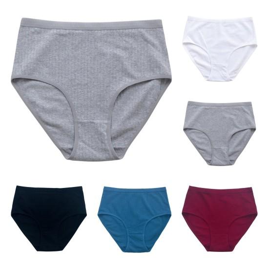 Высокая талия Женские трусы Tummy Control Plus Size Трикотажные однотонные трусики Высокие