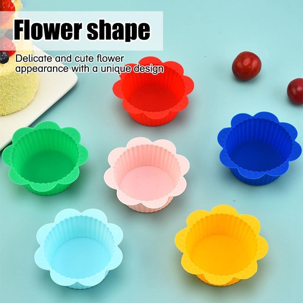 Caravaan® 26-Pack Silicone Cupcake Liners, Reusable Baking Cups for Muffins, Non-Stick, BPA-Free, Oven Safe to 200°C, 8.2x3cm, Multicolor