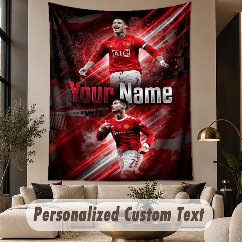 Custom Text Tapestry Cristiano Ronaldo Print Wall Tapestry Indoor Living Room Wall Decor