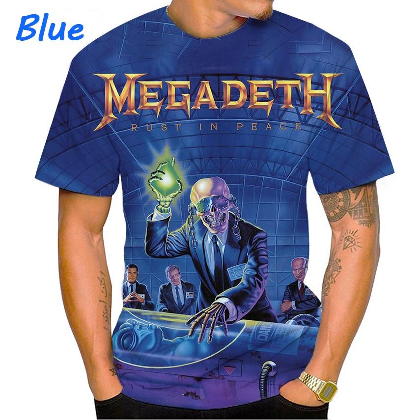 Летняя новая мода Megadeth 3D печать повседневная мужская круглая горловина короткий рукав топы футболка