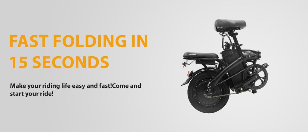 ElekWheels F3 Foldable City Electric Bike - 250W Lightweight Electric Bike with 60km Range, IPX5 Waterproof and Dual Disc Brakes