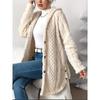 [Cozy Winter Cardigan] Warm & Cozy Women's Winter Plush Diamond-Patterned Hooded Cardigan | Longline Loose Fit Open Front Long Sleeve Coat