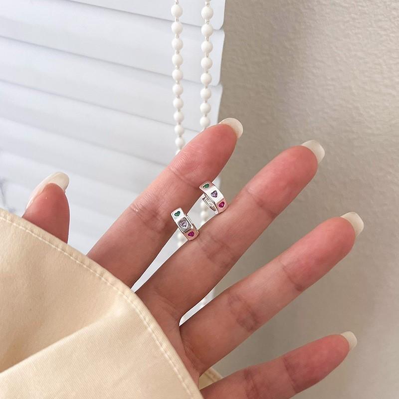 ANENJERY Красочные шестиугольные серьги-кольца с цирконием для женщин, модные, милые, персонализированные, вечерние ювелирные изделия, подарки