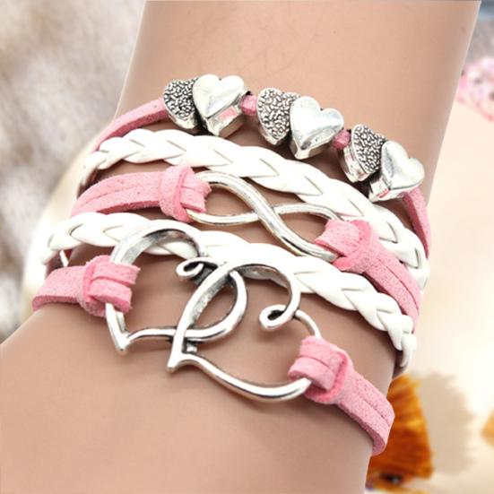 Браслет Многослойные антиаллергенные аксессуары Ручная работа Большой кулон в форме сердца любви Плетеный браслет