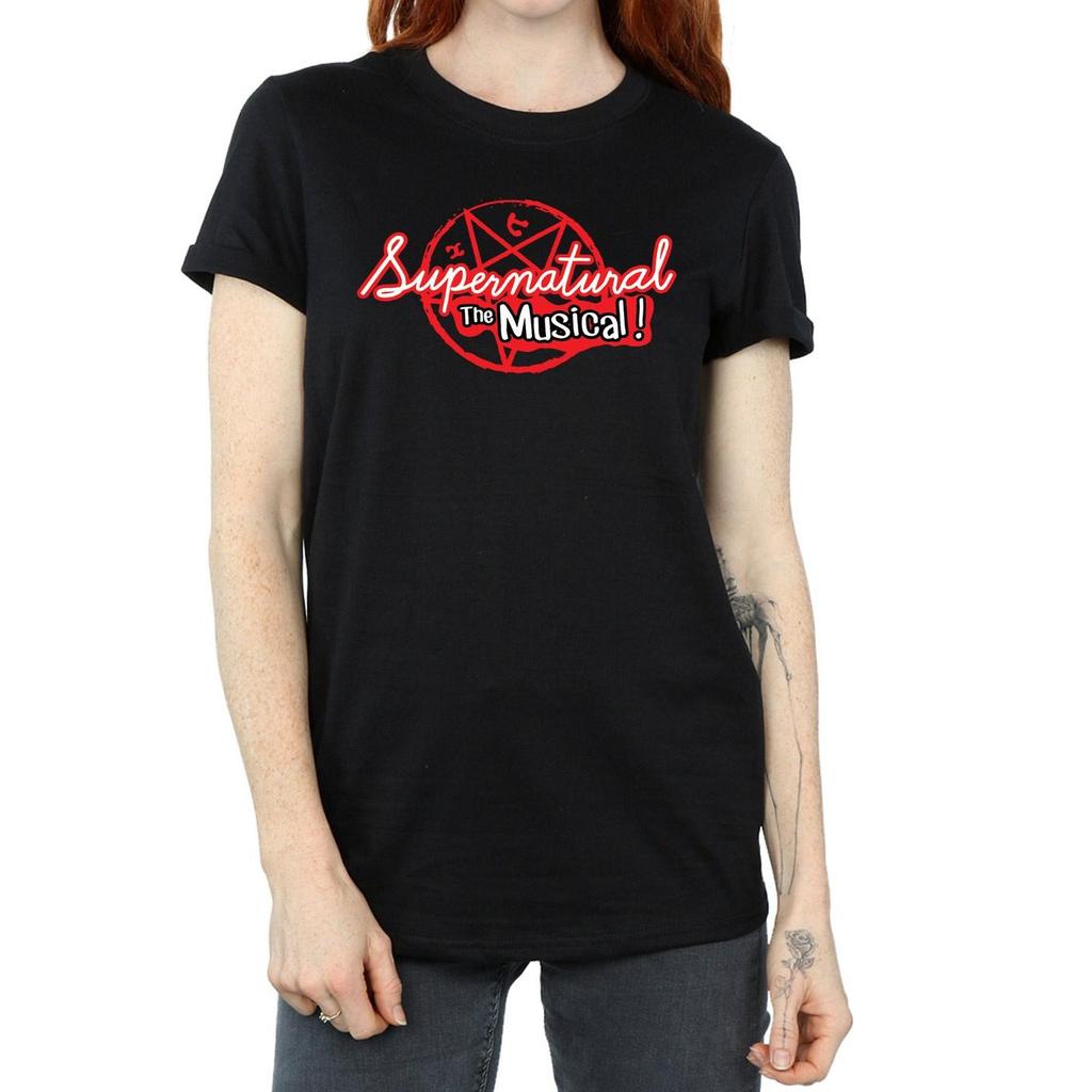 Supernatural Womens/Ladies The Musical Cotton Boyfriend T-Shirt