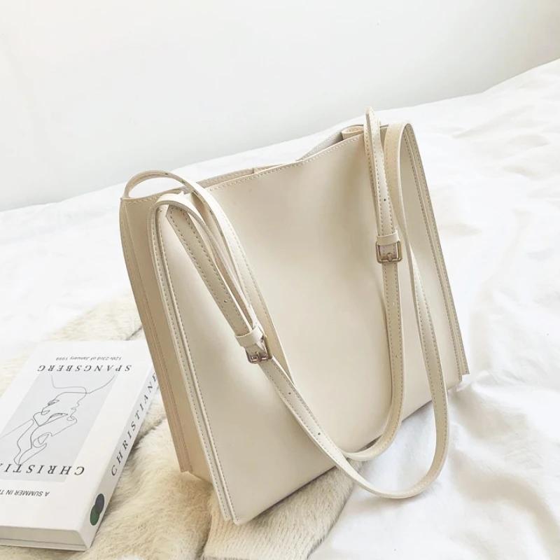 Качественная женская сумка-тоут через плечо, кожаная сумка-тоут, дизайнерская роскошная сумка-тоут, большая вместимость, однотонная женская сумка-шоппер