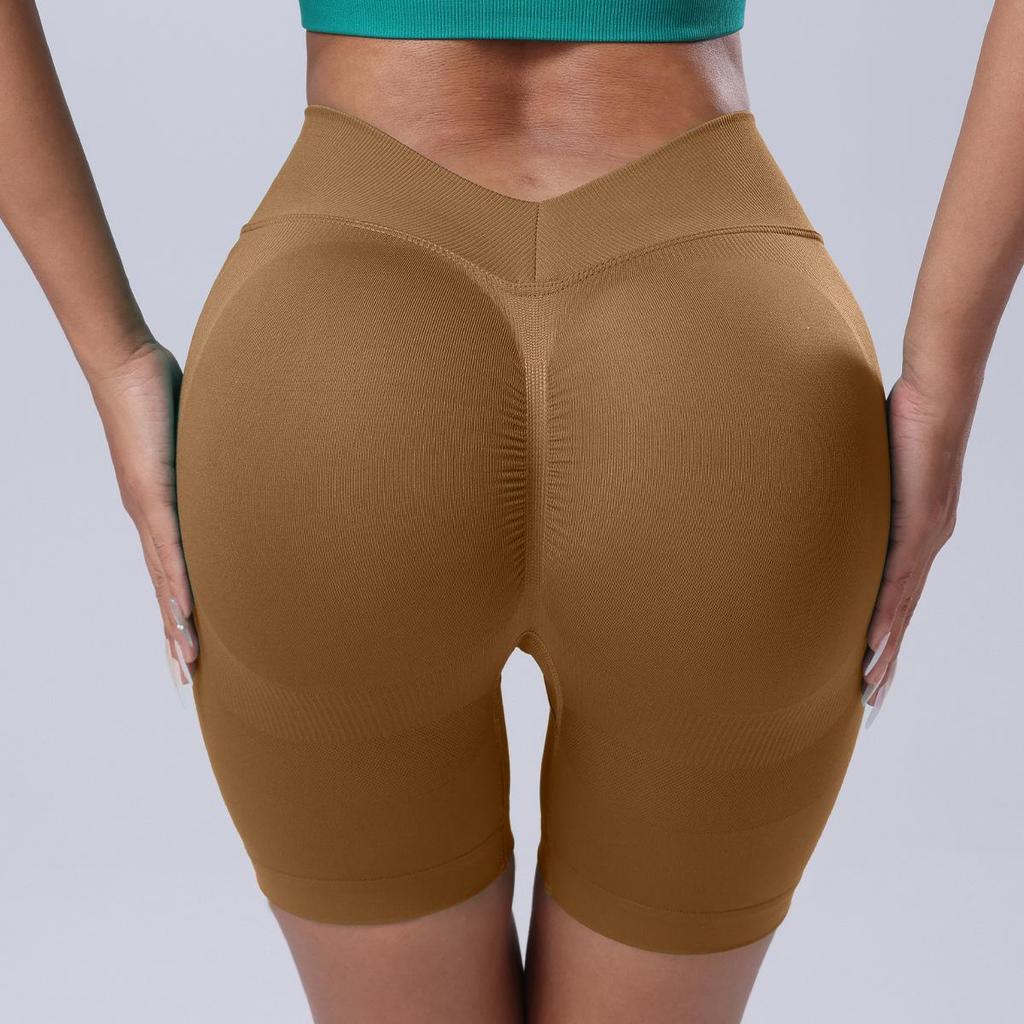 Бесшовные шорты для йоги с V-образной спиной и эффектом «персика» для летнего фитнеса