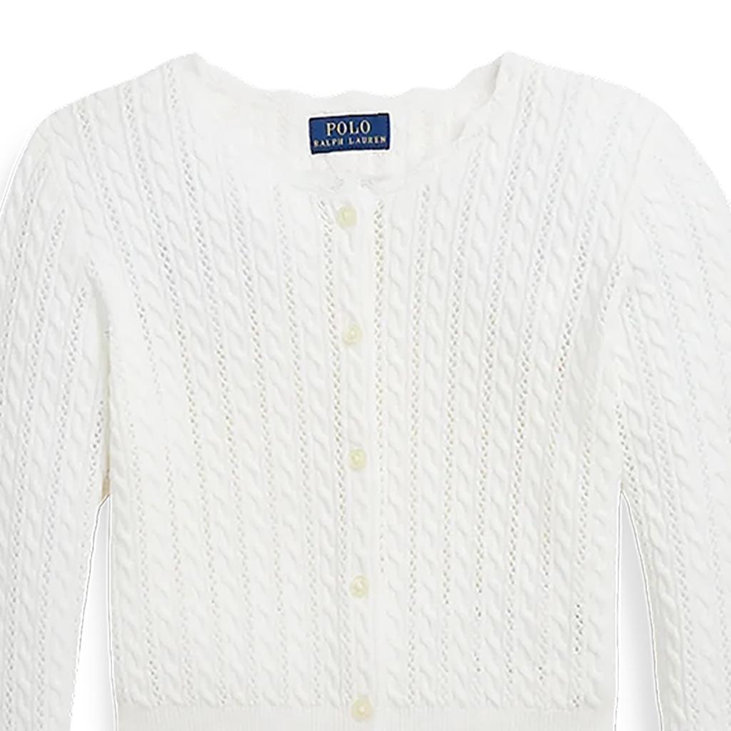 Polo Ralph Lauren SS24 однотонный хлопковый свитер с круглым вырезом и длинными рукавами, детский свитер, выбеленный, белый CWPOSWEG6820435-100