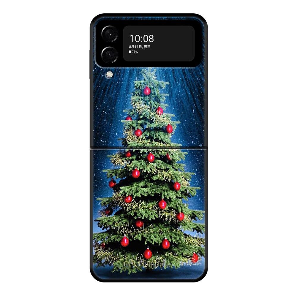 Веселый рождественский Санта-елка милый чехол для телефона Samsung Galaxy Z Flip Z Flip3 5G Z Flip4 жесткий матовый чехол из ПК