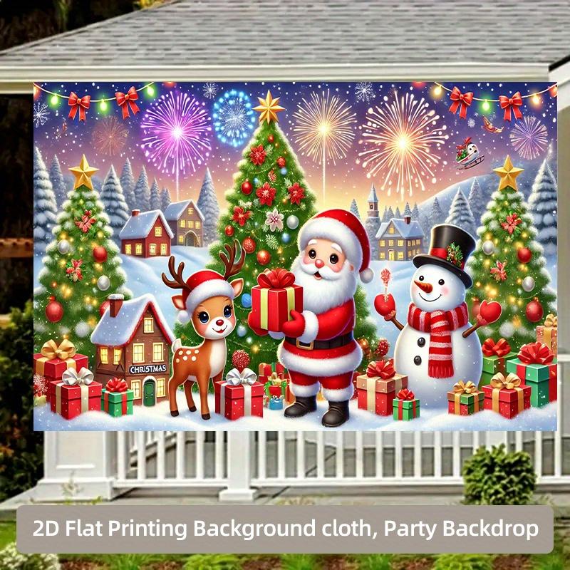 1 piece Santa Claus and Snowman 2D flat printing multi scene application living room wall art background cloth