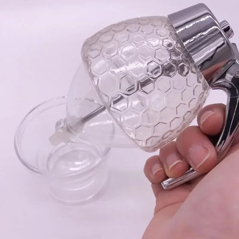 200ml Diamond Shaped Glass Honey Dispenser Tools Juice Syrup Bee Drip Dispenser Kettle Kitchen Accessories Ketchup Sauce Bottles