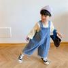 Autumn Children Loose Overalls Boys Girls Casual All-match Denim Trousers Spring Fall Solid Outwear 1-7Y Kids Bib Pants