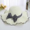 Hat Women's New Summer Wave Big Brimmed Grass Hat Versatile Bow Sunscreen Beach Women's Grass Hat