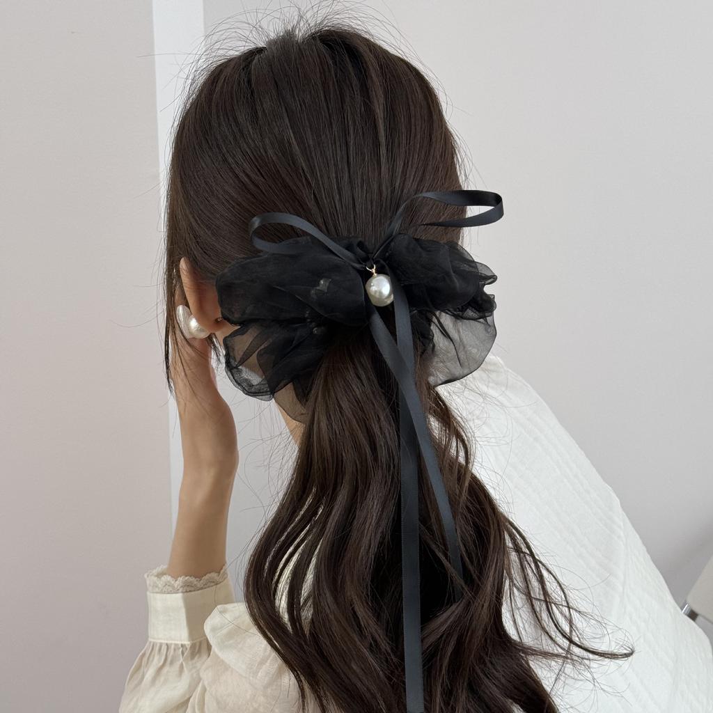 Large Big Elastic Hair Bands Scrunchie Accessories for Girls Women Korean Ties Bow Designer Vintage Pearl Popular New In Fashion