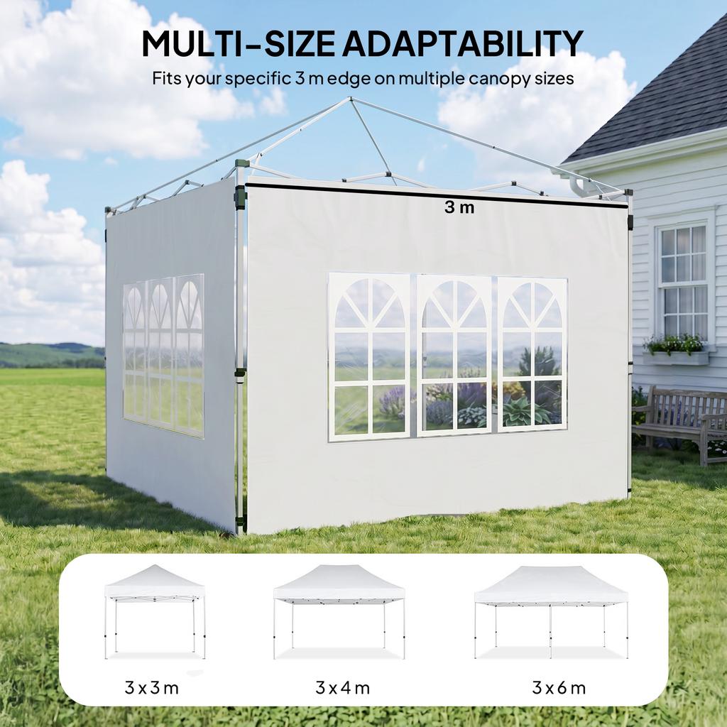 Gazebo Side Panels Sides Replacement With Window For 3x3(m) Or 3x4m Pop Up Gazebo 2 Pack White